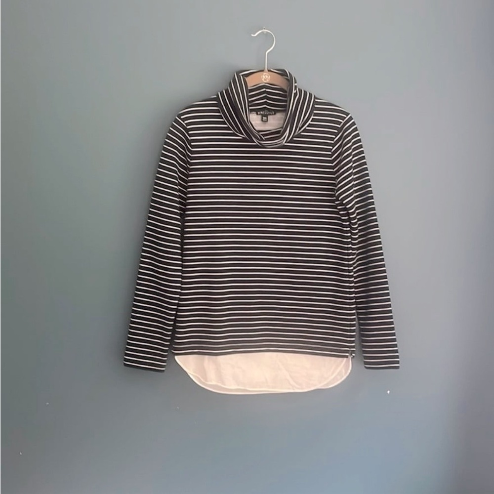 J. Crew MERCANTILE navy blue and white striped scooped, neck sweatshirt XXS
